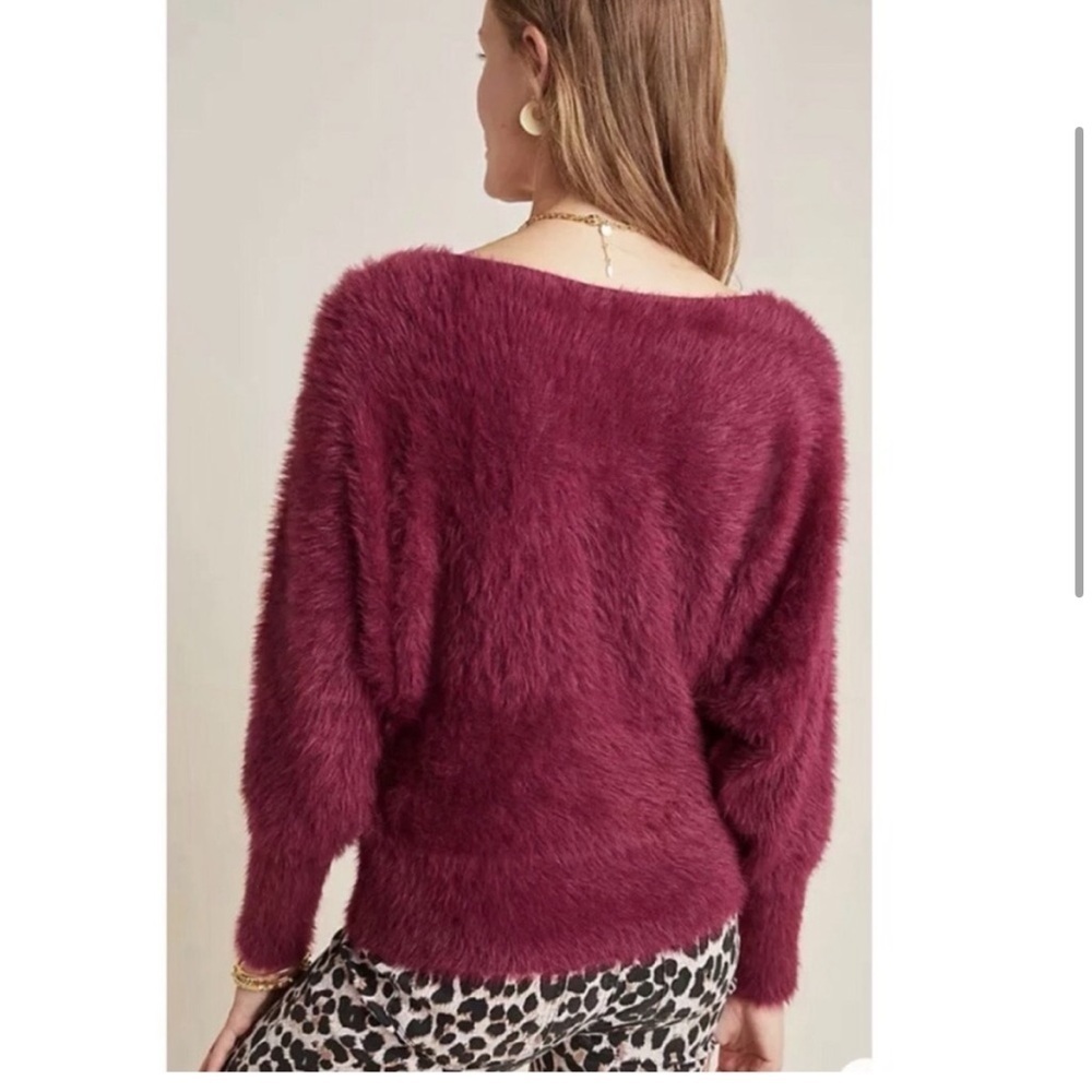Anthropologie Ember Eyelash Sweater in Maroon Red Extra Small XS - Picture 4 of 11